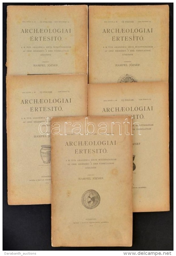 1902 Archaeologiai &Eacute;rtes&iacute;tÅ‘. XXII. K&ouml;tet 1-5. Sz&aacute;m. Szerk.: Hampel J&oacute;zsef. Bp.,... - Zonder Classificatie