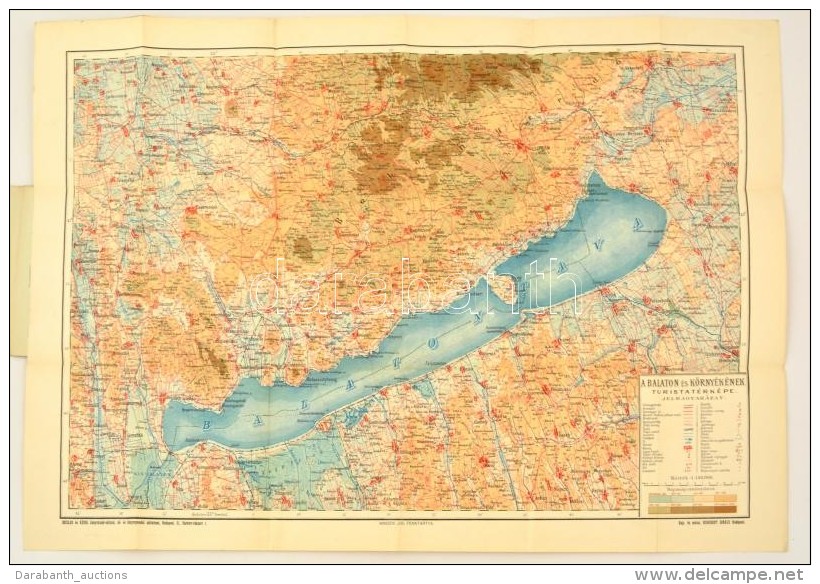 Cca 1920 A Balaton &eacute;s K&ouml;rny&eacute;k&eacute;nek Turistat&eacute;rk&eacute;pe, Kiadja K&oacute;zol Antal... - Otros & Sin Clasificación