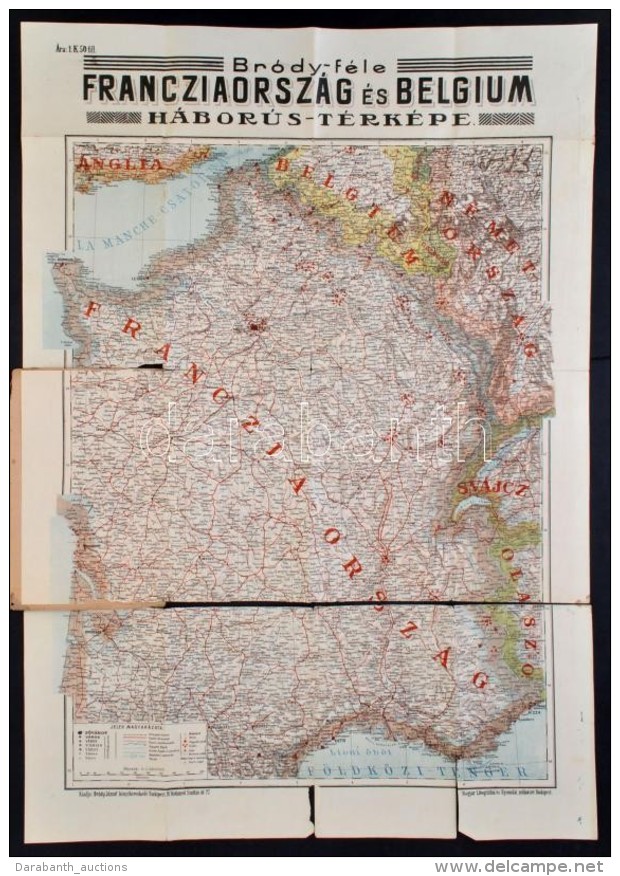 Cca 1916 Franciarosz&aacute;g &eacute;s Belgium H&aacute;bor&uacute;s T&eacute;rk&eacute;pe, 1:1.500.000,... - Otros & Sin Clasificación