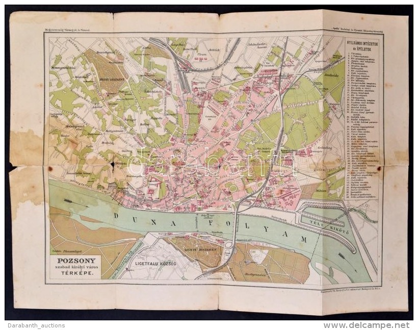 Cca 1900 Pozsony Szabad Kir&aacute;lyi V&aacute;ros T&eacute;rk&eacute;pe. Baumwarth Kartogr&aacute;fiai... - Otros & Sin Clasificación