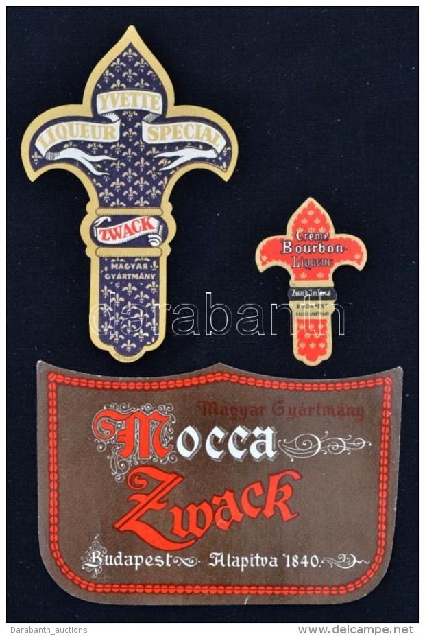 Cca 1930 3 Db Zwack Italc&iacute;mke: Bourbon Liqueur, Yvette Liqueur, Mocca Zwack, 5x3 &eacute;s 7x11 Cm... - Advertising