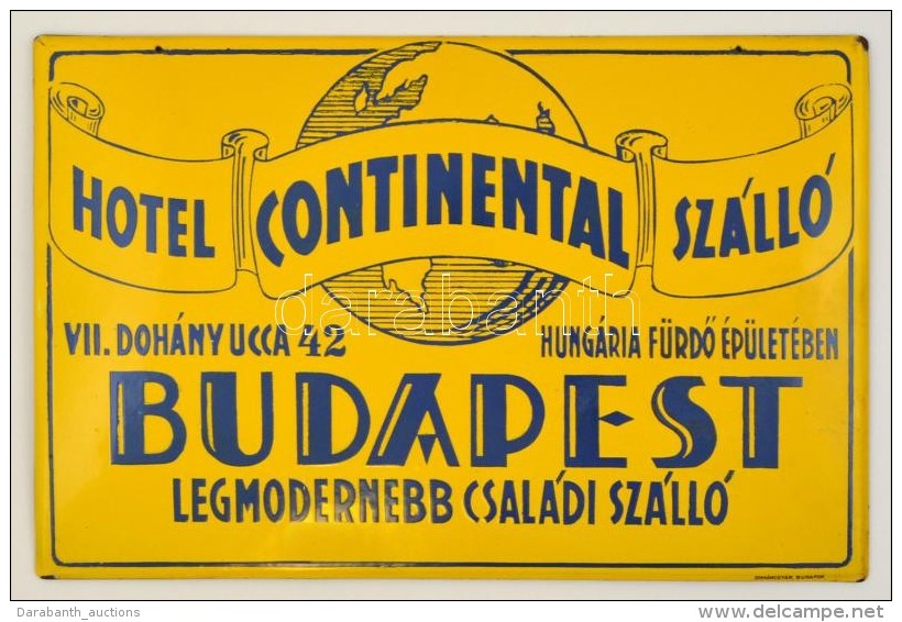 A Hotel Continental Sz&aacute;ll&oacute; Budapest Doh&aacute;ny Utca F&eacute;m T&aacute;bl&aacute;ja,... - Advertising