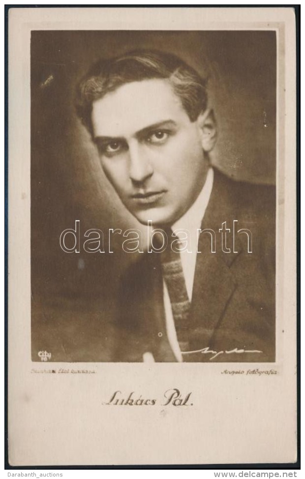 Luk&aacute;cs P&aacute;l (1894-1971) Sz&iacute;nmÅ±v&eacute;sz, Angelo Photo, 13,5x8,5 Cm - Altri & Non Classificati