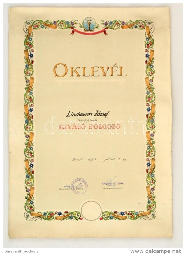 1954-1969 Kiv&aacute;l&oacute; Dolgoz&oacute;, Szocialista Brig&aacute;d &eacute;s Egy&eacute;b Oklevelek,... - Non Classificati