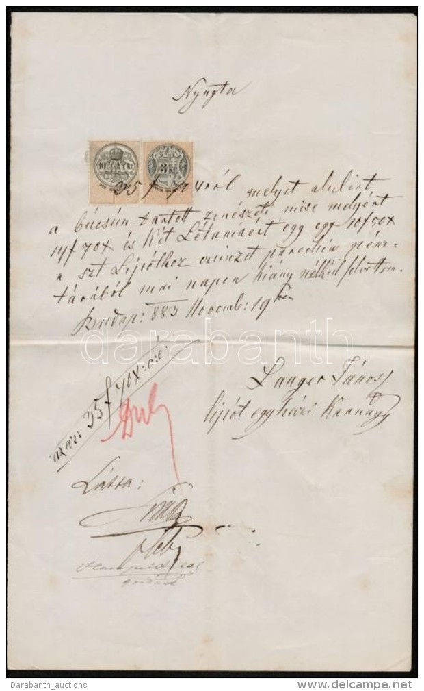 1883 Budapest Lip&oacute;tv&aacute;rosi Pl&eacute;b&aacute;nia Nyugt&aacute;ja, 10 Kr. &eacute;s 3 Kr.... - Non Classificati