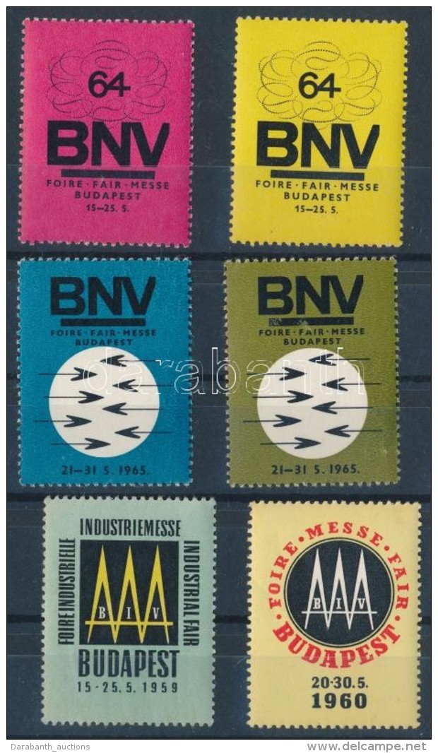 1959-1965 6 Db Klf Budapest Nemzeti V&aacute;s&aacute;r Lev&eacute;lz&aacute;r&oacute; B&eacute;lyeg - Non Classés