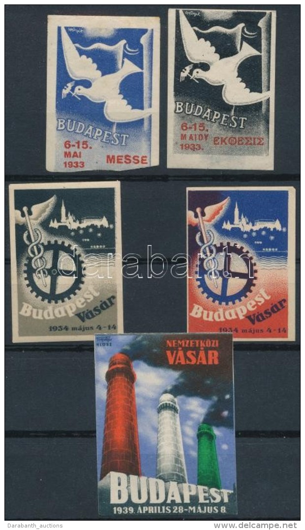 1933-1939 5 Db Klf Budapest V&aacute;s&aacute;ri Lev&eacute;lz&aacute;r&oacute; - Non Classificati