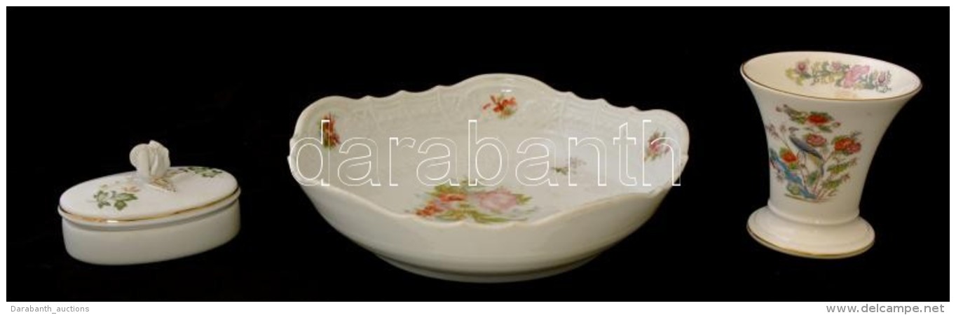 Porcel&aacute;n T&eacute;tel (3 Db): Epiag T&aacute;l, Wedgwood Kis V&aacute;za, Holl&oacute;h&aacute;zi... - Altri & Non Classificati