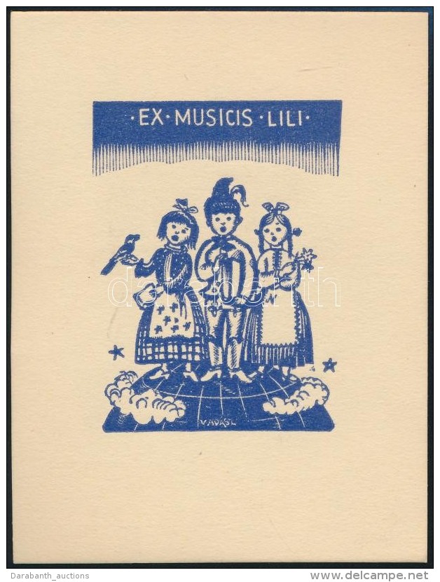 Vad&aacute;sz Endre (1901-1944): Ex Musicis Lili. Fametszet, Pap&iacute;r, Jelzett A D&uacute;con, 5,5&times;4 Cm - Andere & Zonder Classificatie