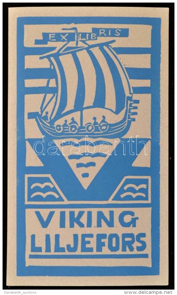 Bertel Kaukoja Finn Viking Ex Libris. X3. Lin&oacute;metszet  75x135 Mm - Altri & Non Classificati
