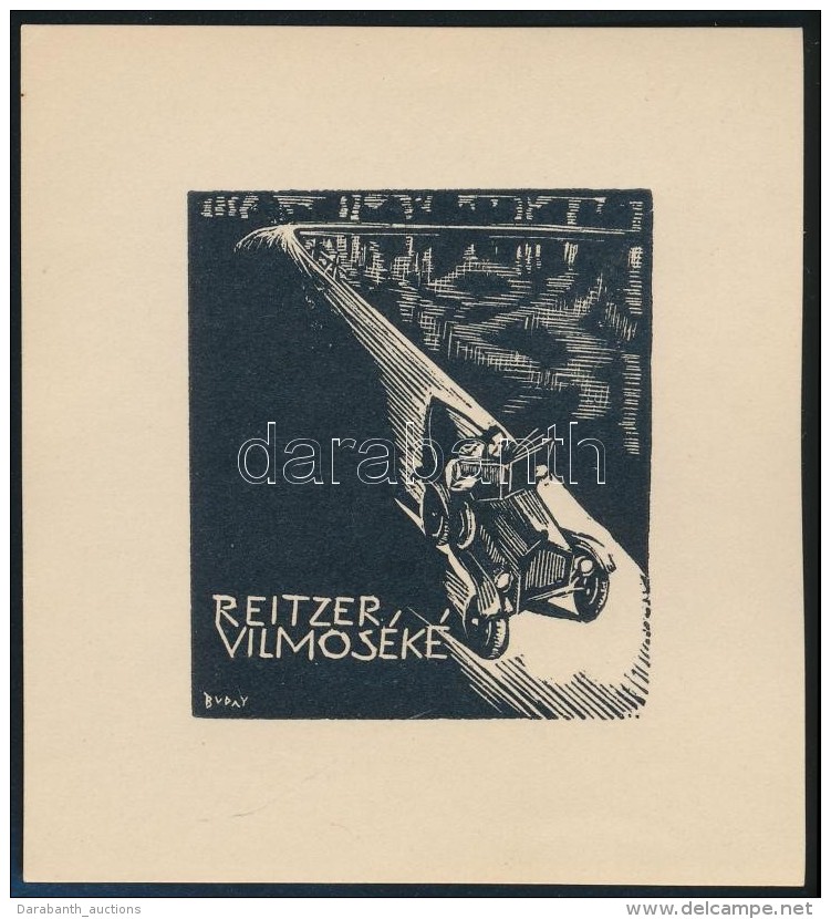 Buday Gy&ouml;rgy (1907-1990): Ex Libris Reitzer Vilmos. Fametszet, Pap&iacute;r, Jelzett A D&uacute;con,... - Altri & Non Classificati