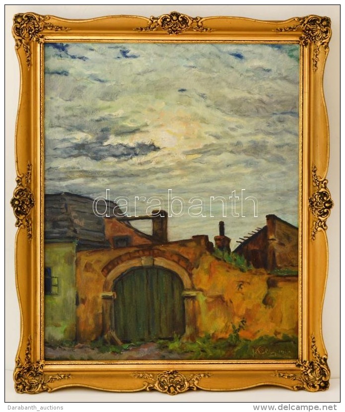 K&oacute;bor Henrik (1885-1964): Pincelapu. Olaj, V&aacute;szon, Jelzett, Keretben, 50&times;40 Cm - Altri & Non Classificati