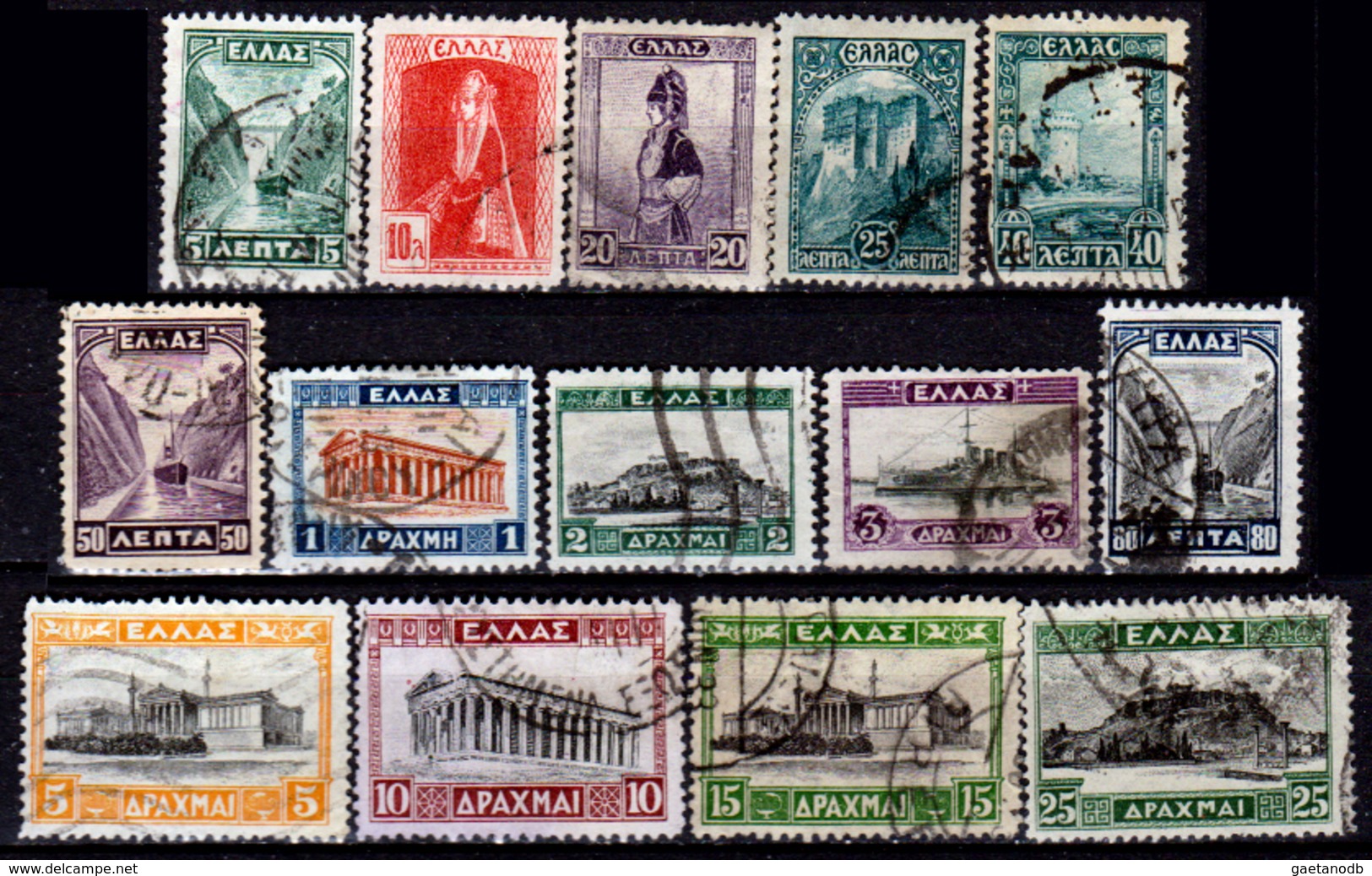 Grecia-F0169 - 1927 - Yvert & Tellier N. 348-361 (o) Used - Senza Difetti Occulti. - Gebraucht