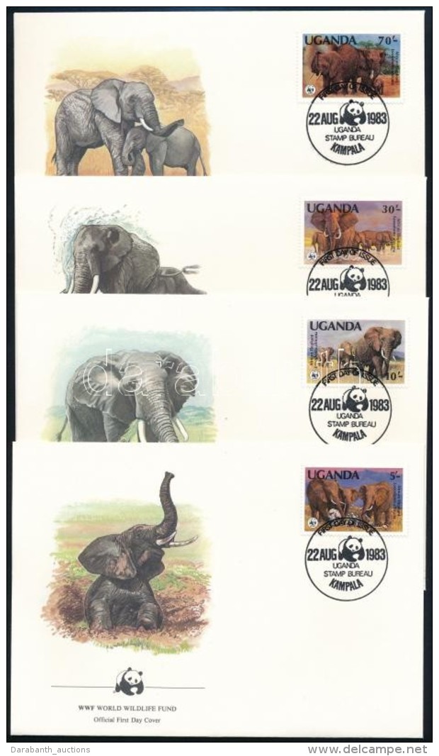 1983 WWF: Afrikai Elef&aacute;nt Sor Mi 361 A-364 A 4 Db FDC-n - Otros & Sin Clasificación