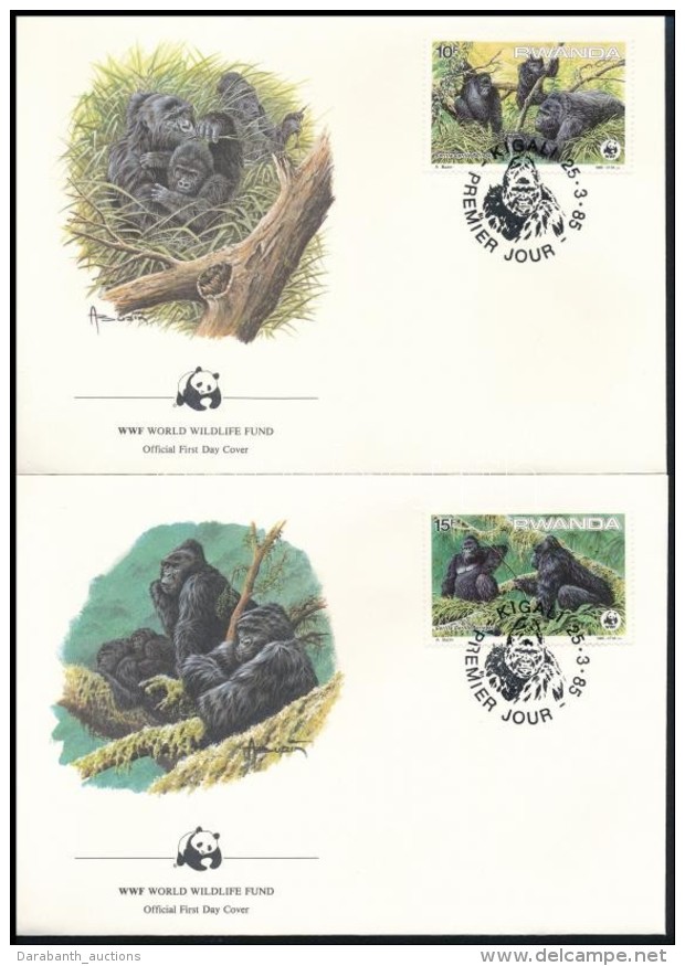 1985 WWF Hegyi Gorilla Sor Mi 1292-1295 4 Db FDC-n - Otros & Sin Clasificación