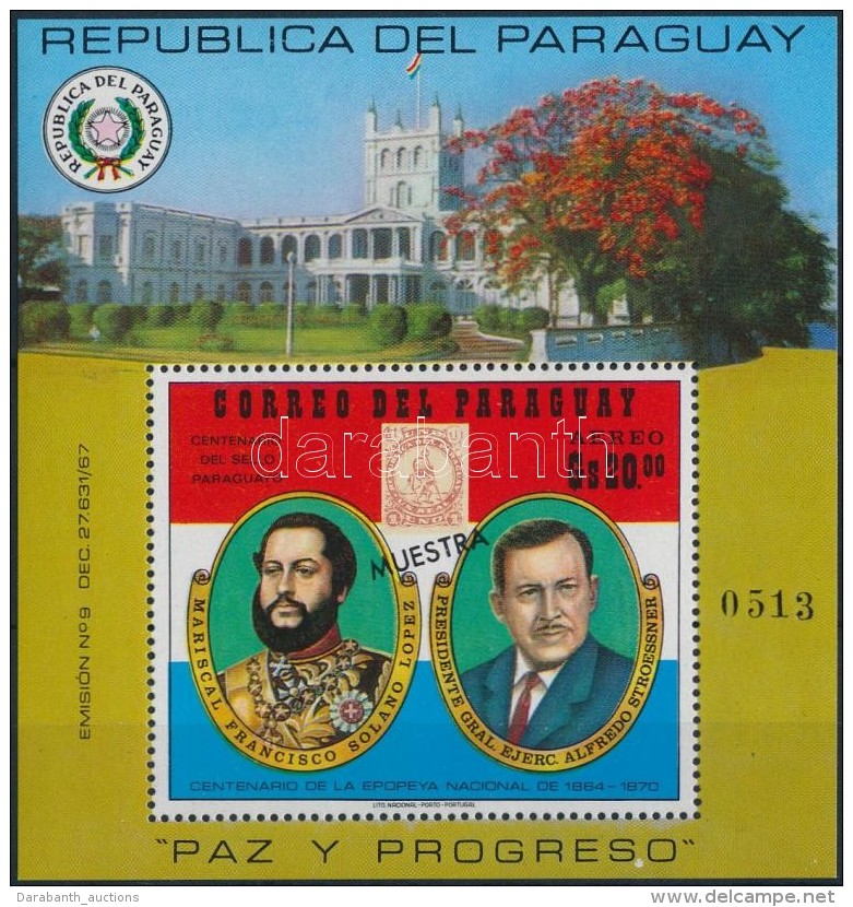 ** 1971 100 &eacute;ves A Paraguayi B&eacute;lyeg Blokk Mi 157 MUESTRA - Altri & Non Classificati