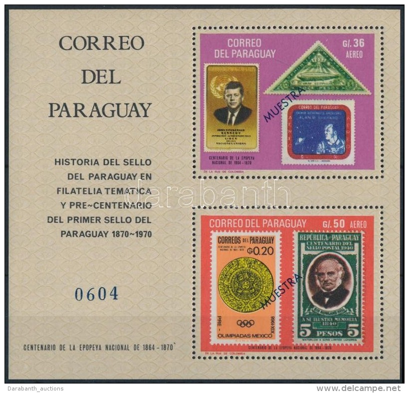 ** 1968 100 &eacute;ves A Paraguayi B&eacute;lyeg Blokk Mi 112 MUESTRA - Altri & Non Classificati