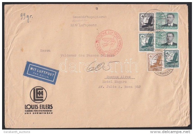 1937 L&eacute;gi Lev&eacute;l Argent&iacute;n&aacute;ba 6,25 RM B&eacute;rmentes&iacute;t&eacute;ssel / Airmail... - Other & Unclassified