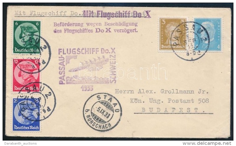 1933 A Dornier Do. X Elmaradt Budapesti Rep&uuml;l&eacute;s&eacute;re Feladott Lev&eacute;l / Cover Mailed For The... - Altri & Non Classificati