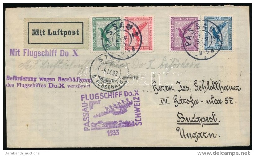 1933 A Dornier Do. X Elmaradt Budapesti Rep&uuml;l&eacute;s&eacute;re Feladott Lev&eacute;l / Cover Mailed For The... - Altri & Non Classificati