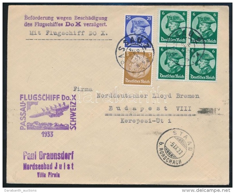 1933 A Dornier Do. X Elmaradt Budapesti Rep&uuml;l&eacute;s&eacute;re Feladott Lev&eacute;l / Cover Mailed For The... - Andere & Zonder Classificatie