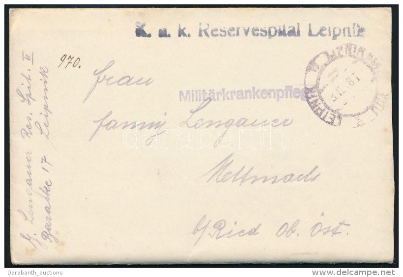 1918 T&aacute;bori Posta Lev&eacute;l 'K.u.K. Reservespital Leipnik' - Other & Unclassified