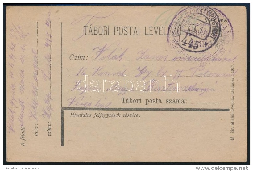 1918 T&aacute;bori Posta LevelezÅ‘lap 'EP 445' - Altri & Non Classificati
