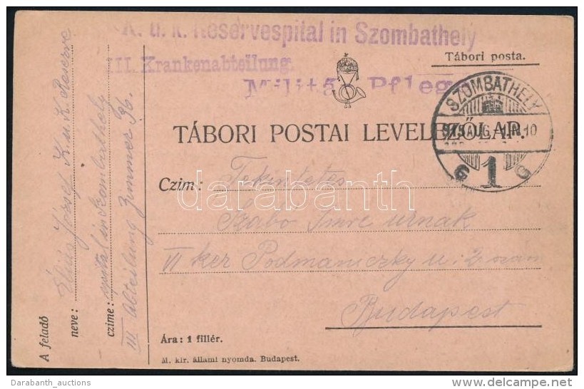 1915 T&aacute;bori LevelezÅ‘lap 'K.u.k. Reservespital In Szombathely III. Krankenabteilung' - Altri & Non Classificati