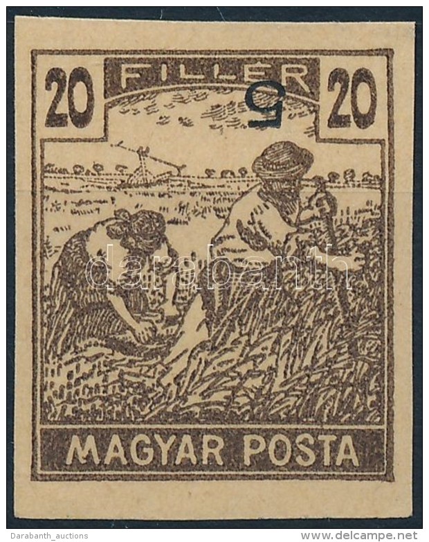 (*) 1919 Magyar Posta 20f Fogazatlan Pr&oacute;banyomat, A B&eacute;lyegk&eacute;pben Ford&iacute;tott ,,5'... - Andere & Zonder Classificatie
