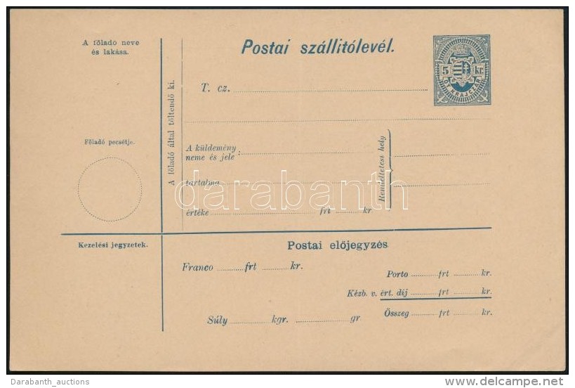 ~1880 5kr Haszn&aacute;latlan Postai Sz&aacute;ll&iacute;t&oacute;lev&eacute;l (teljes) - Otros & Sin Clasificación