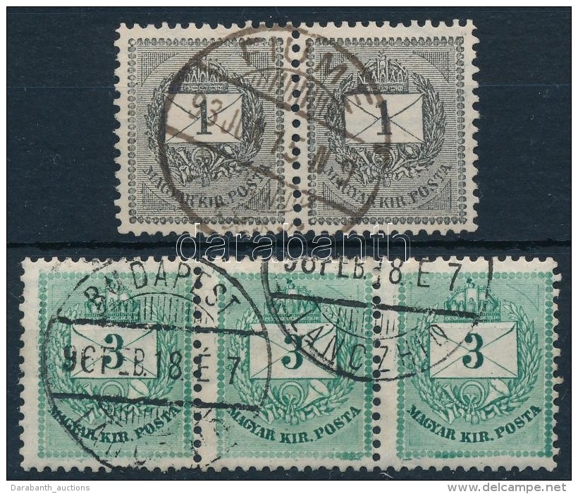 O 1881 3kr Fest&eacute;kfoltos H&aacute;rmascs&iacute;k 'BUDAPEST L&Aacute;NCZHID' + 1889 1kr P&aacute;r 'FIUME' - Altri & Non Classificati