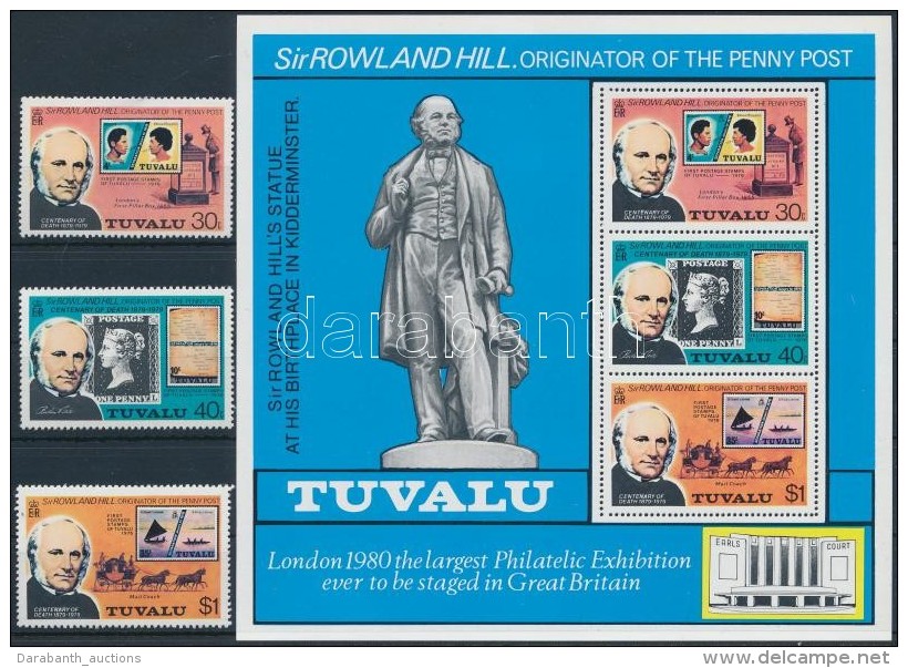 ** 1979 Rowland Hill Mot&iacute;vum 10 Klf B&eacute;lyeg + 3 Klf Blokk - Altri & Non Classificati