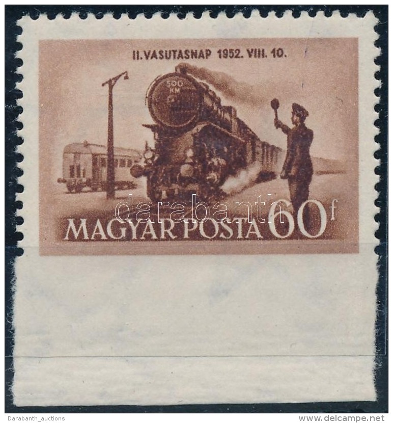 ** 1952 Vasutasnap 60f &iacute;vsz&eacute;li, Alul Fogaz&aacute;s N&eacute;lk&uuml;l - Altri & Non Classificati