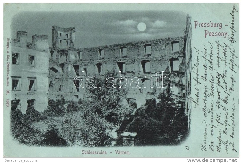 T2 1899 Pozsony, Pressburg, Bratislava; V&aacute;rrom, Este / Schlossruine / Castle Ruins, Night - Non Classificati