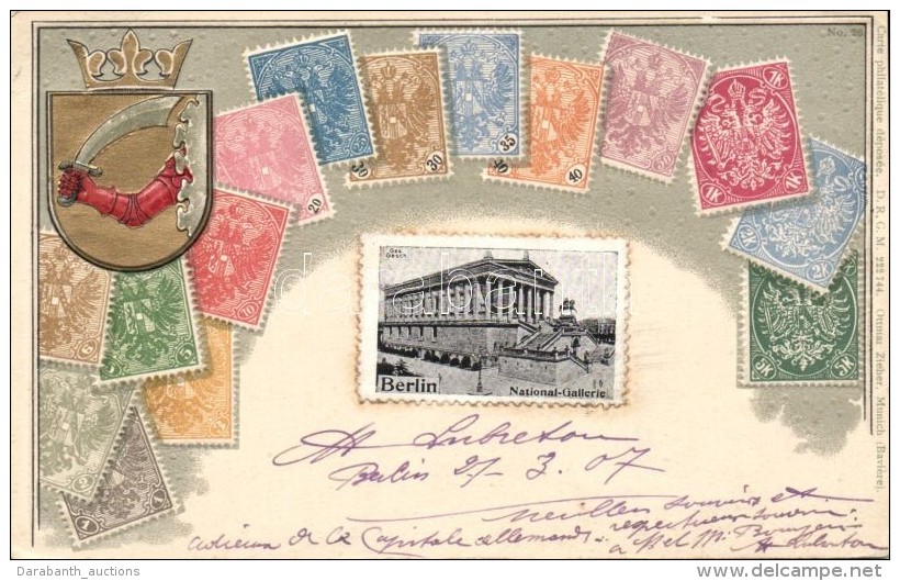 T2/T3 Berlin, National Gallerie / Museum, Coat Of Arms, German Stamps, Ottmar Zieher's Carte Philatelique No. 26.... - Zonder Classificatie