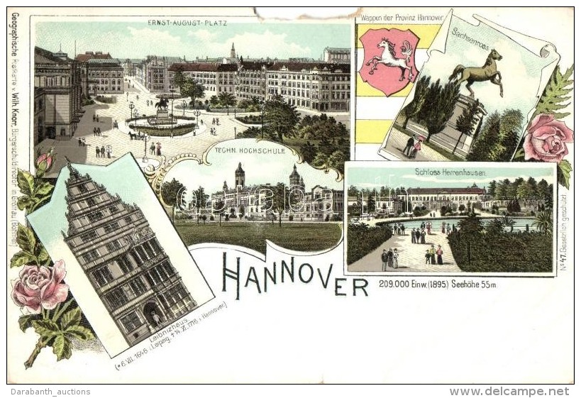 ** T4 Hannover, Leibnizhaus, Schloss Herrenhausen, Sachsenross, Techn. Hochschule, Wappen, Ernst-August-Platz /... - Zonder Classificatie