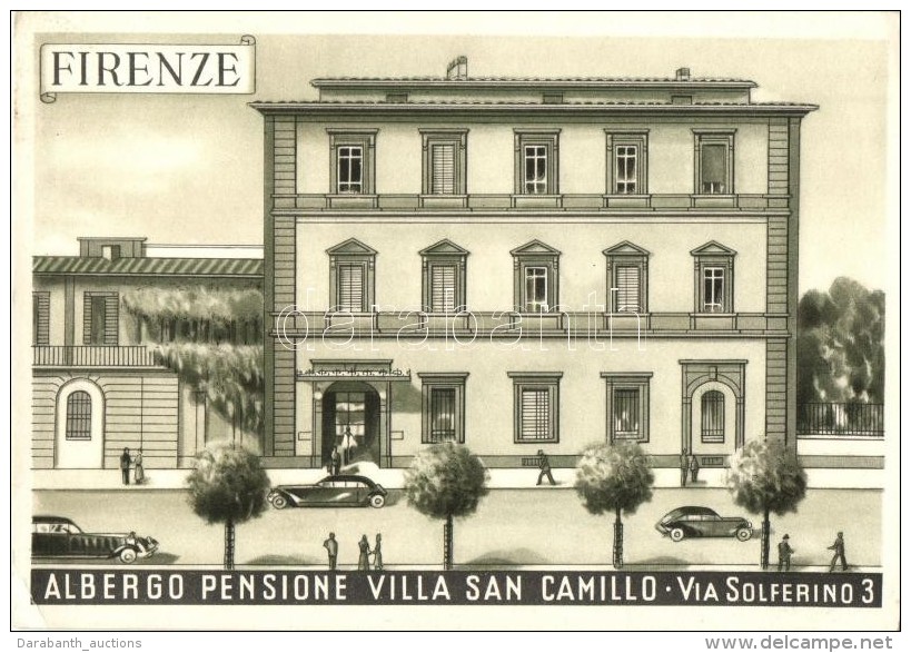 ** T2/T3 Firenze, Via Solferino 3. Albergo Pensione Villa San Camillo / Hotel And Pension, Villa, Automobiles (EK) - Unclassified