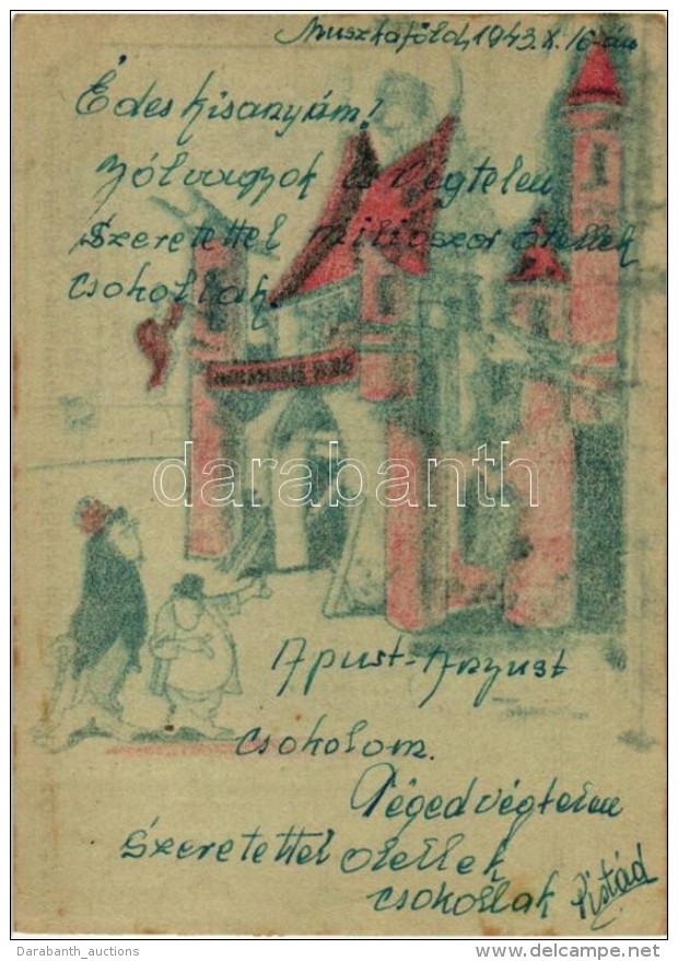 T2/T3 1943 Muszkaf&ouml;ld. M&aacute;sodik Vil&aacute;gh&aacute;bor&uacute;s T&aacute;bori Posta, Grafika / WWII... - Non Classificati