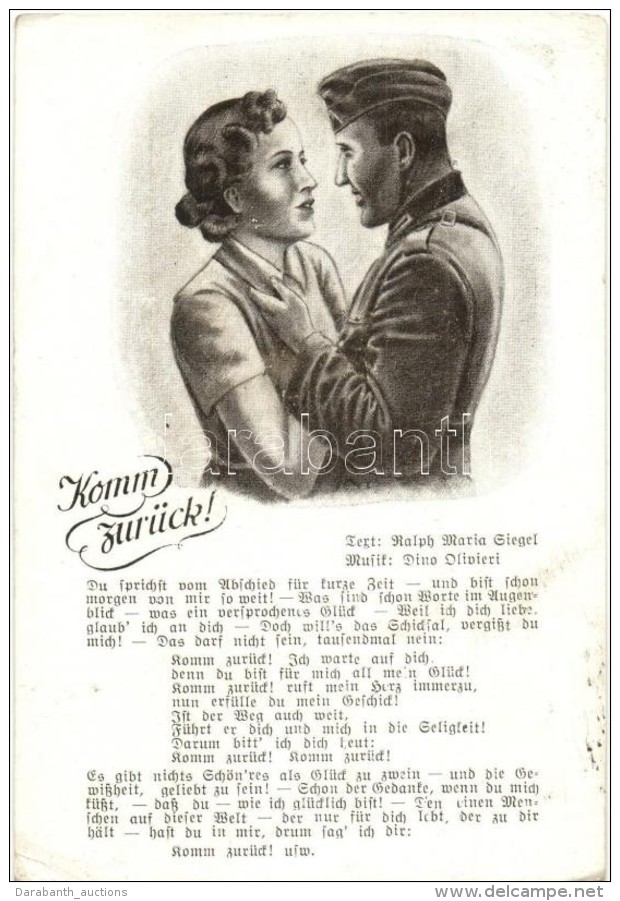 ** T2/T3 Komm Zur&uuml;ck! / German Romantic Military Art Postcard. Original-Verlag Robert Franke (EK) - Non Classificati