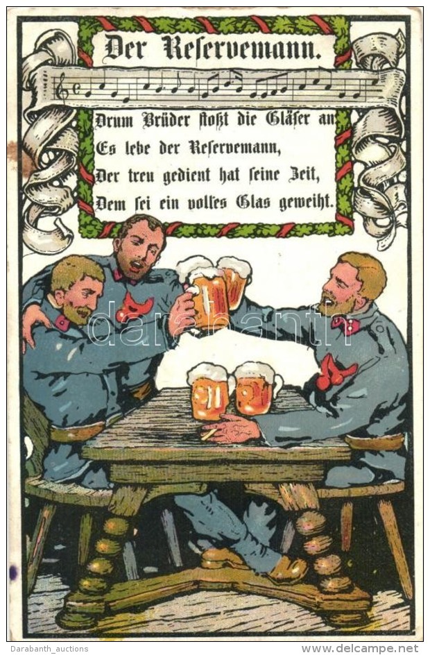 T2/T3 Der Reservemann / WWI K.u.K. Military Song, Beer, Reserve Soldiers, K&uuml;nstler-Kriegspostkarten Mappe... - Sin Clasificación