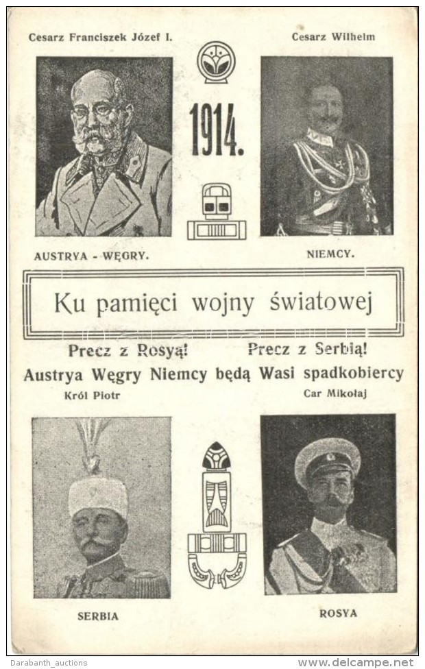 ** T2 1914 Ku Pamieci Wojny Swiatowej / Polish World War I Commemorative Postcard, Franz Joseph, Kaiser Wilhelm II,... - Non Classificati