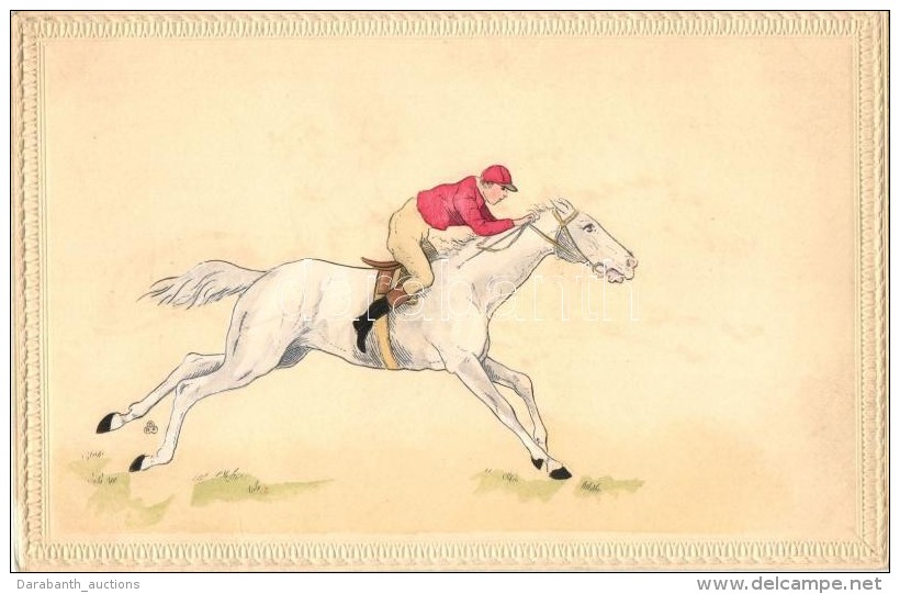 ** T2 Jockey, Humour; Hand Tinted Postcard Emb. Frame  H. H. I. W. Nr. 493. - Zonder Classificatie