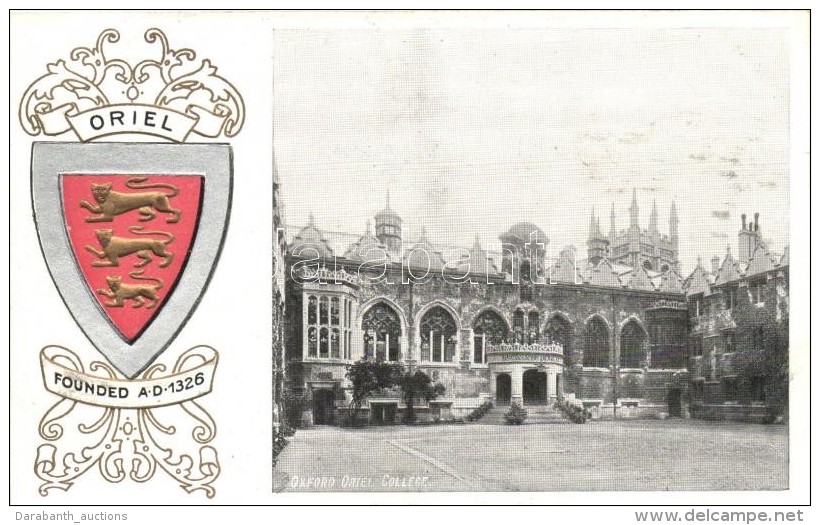 ** T2 Oxford, Oriel, Coat Of Arms; Heraldic Series Of Postcards Oxford Emb. - Sin Clasificación