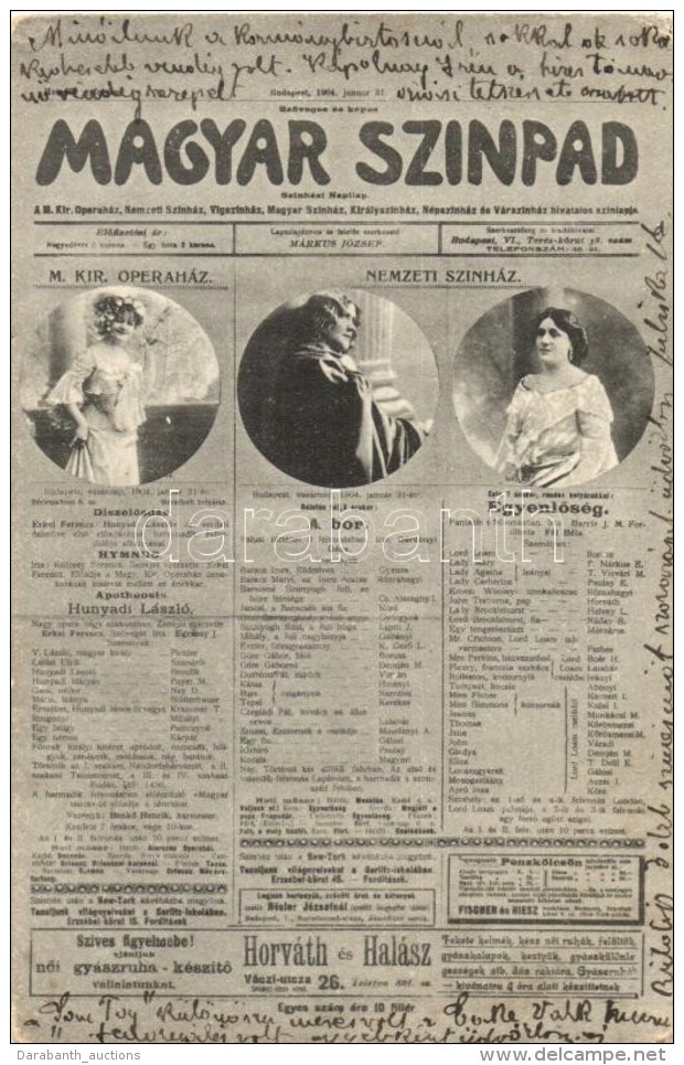 T2/T3 1904 Magyar Sz&iacute;npad, Sz&iacute;nh&aacute;zi Napilap / Hungarian Theatrical Newspaper (EK) - Zonder Classificatie