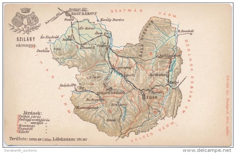 ** T2 Szil&aacute;gy V&aacute;rmegye T&eacute;rk&eacute;pe; Kiadja K&aacute;rolyi Gy. / Map Of Szil&aacute;gy... - Sin Clasificación