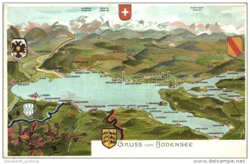 ** T2/T3 Bodensee, Coat Of Arms, Kunstanstalt Lautz &amp; Isenbeck B. 6210. Litho - Non Classificati