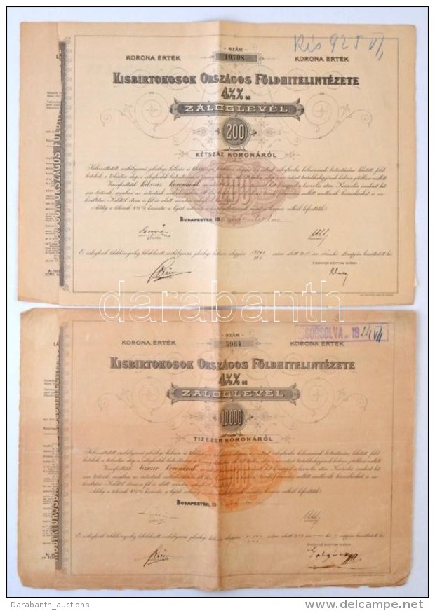 Budapest 1910. 'Kisbirtokosok Orsz&aacute;gos F&ouml;ldhitelint&eacute;zete' 4 1/2%-os Z&aacute;loglevele... - Sin Clasificación