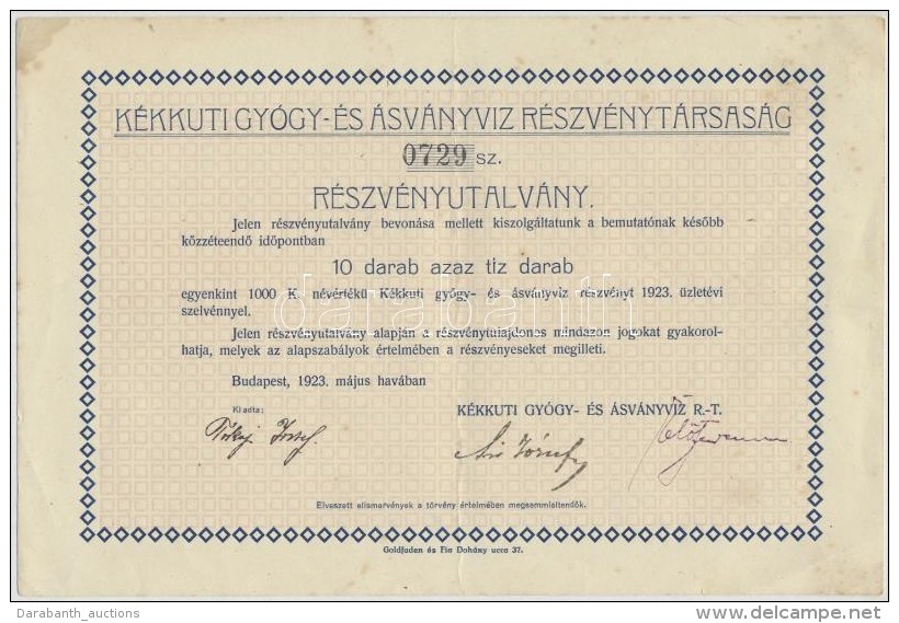 Budapest 1923. 'K&eacute;kkuti Gy&oacute;gy- &eacute;s &Aacute;sv&aacute;nyv&iacute;z... - Zonder Classificatie