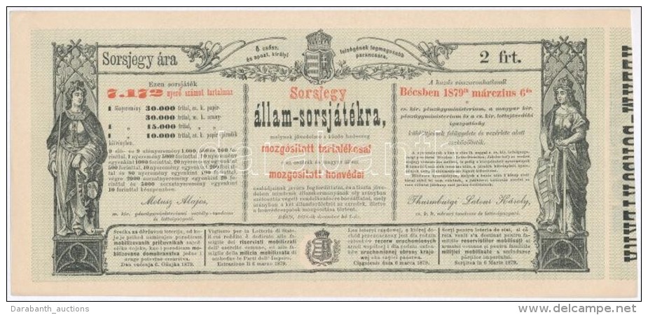 Ausztria / B&eacute;cs 1878. 'Sorsjegy &aacute;llam-sorsj&aacute;t&eacute;kra A K&ouml;z&ouml;s Hadsereg... - Sin Clasificación