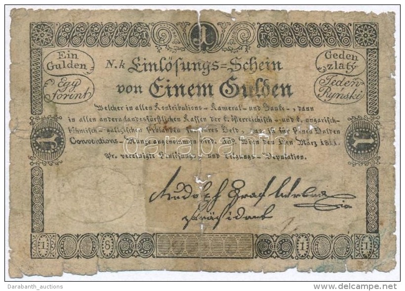 1811. 1G 'Einl&ouml;sungs=Schein' T:IV Lyuk
Austrian Empire 1811. 1 Gulden 'Einl&ouml;sungs=Schein' C:G Hole
Adamo... - Non Classificati